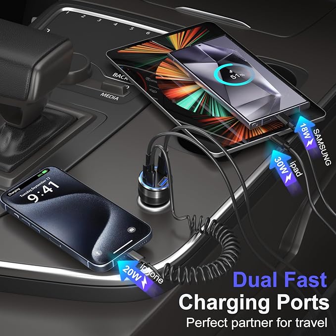 Car Charger Adapter 10 Pack, 65W Multi Port USB C & USB A Car Charger+36W Dual Port USB Car Charger Cigarette Lighter USB Charger Plug for iPhone 16 15 14 13 12 11 Pad Pro