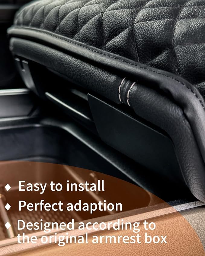 Center Console Cover for 2019-2026 Ram 1500 Center Console Cover, Armrest Cushion Pad Cover, PU Leather for 5th Ram 1500 Armrest Cushion Pad Cover Anti-Scratch for Ram 1500 Accessories
