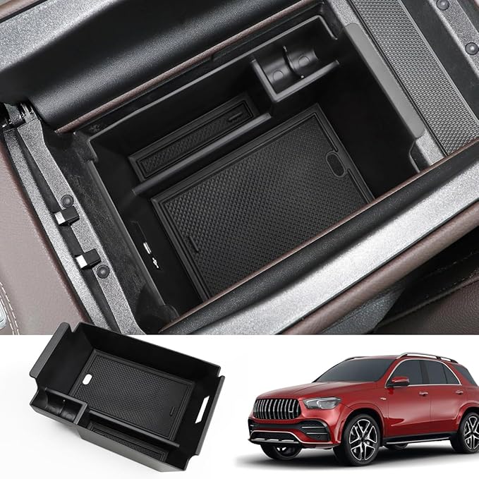 MARCHFA Center Console Organizer Compatible for 2020-2023 2024 2025 2026 Benz GLE 350 450 W167 53 AMG Accessories Armrest Tray Organizer Insert Storage Box for GLS 450 2020 2021 2022 (Black)