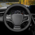Mihecor Steering Wheel Cover Universal Standard Size 14.5-15 inch, Breathable Microfiber Leather, Anti-Slip, Soft Grip, Sporty Design, Fits for Cars SUVs Trucks, Black