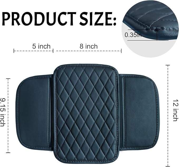 Car Center Console Cover Leather Armrest Cover Cushion with 2 Storage Bags Universal Car Armrest Seat Box Pad Car Interior Accessories Protector for Most Vehicle
