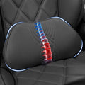 Dapucarin Lumbar Support Pillow for Car Seat, Office Chair Nappa Leather Memory Foam Lower Back Cushion for Back Pain Relief Improve Posture, Ergonomic Back Rest for Gaming Chair, Black, 1PC