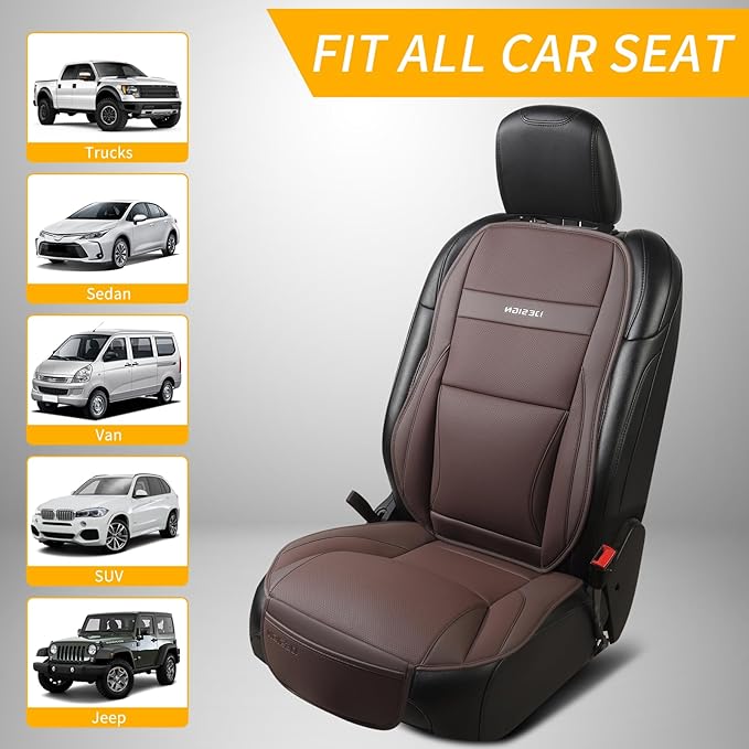 Gripure Car Seat Cover Protector for Front Seats – Waterproof, Breathable Faux Nappa Leather, Airbag Compatible, Dual Support for Waist & Legs, Universal Fit for Sedans, SUVs, Pickups (2pcs, Brown)