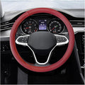15 Inch Leather Steering Wheel Cover, Breathable Anti-Slip Steering Wheel Protector Cover, Elastic Soft Comfortable Universal Wheel Cover for Men and Women, Car Accessories (Wine Red)