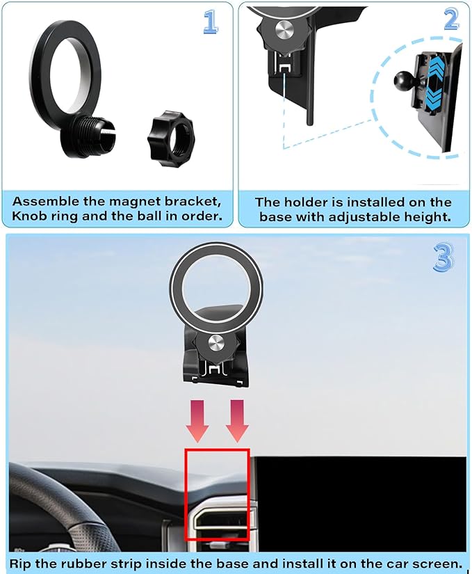 Magnetism Car Phone Holder for 2022-2025 Toyota Tundra / 2023 2024 2025 Toyota Sequoia Accessories Compatible with MagSafe Hands-Free 360 Degree Rotation Adjustable Cell Phone Mount