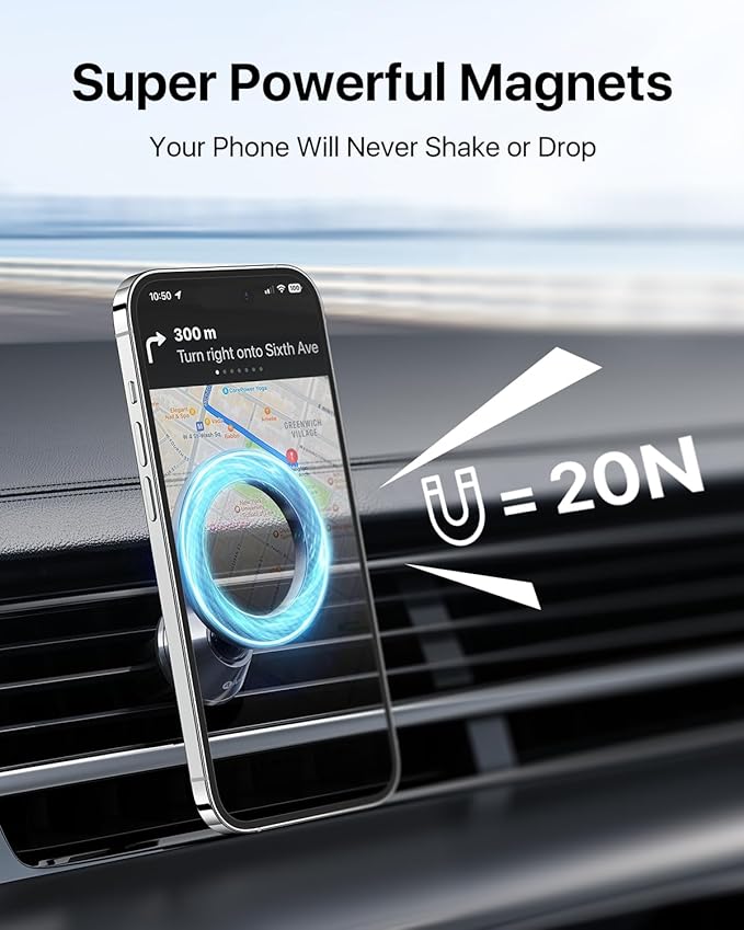 andobil for Magsafe Car Mount [Strongest Magnet, Easy Install] All Metal Magnetic Car Phone Holder for iPhone 17/16/15/14/13 Pro Max, 360° Air Vent Cell Phone Holder Car for Samsung Galaxy S25/S24