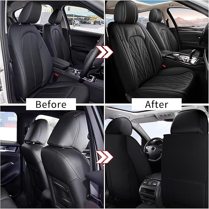 TTX LIGHTING Seat Covers Fit for Ford Bronco Sport 2021-2026 Front Seat Covers Faux Leather Car Seat Covers Breathable Waterproof Car Seat Protector (2 Seats, Black)
