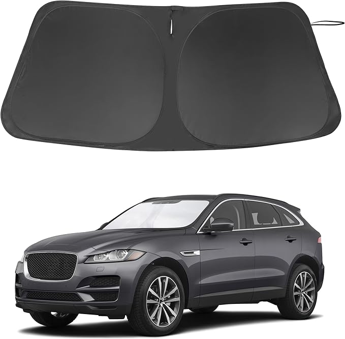 Windshield Sun Shade Custom Fit for 2016-2024 2025 Jaguar F-Pace F Pace Accessories Foldable Sunshade Sun Blocker Protect Car from Sun Rays & Heat Damage Keep Car Cooler