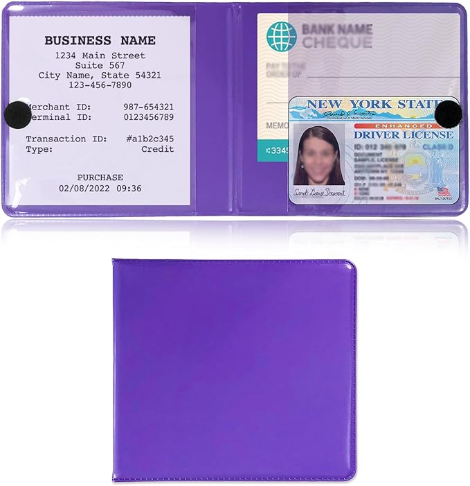 Kewucn 1 PC Car Registration Insurance Holder, Essential Auto Card Glove Box Organizer, Vehicle Interior Accessories Perfect for Most Car, Truck, SUV (10.55''×4.8'', Purple)