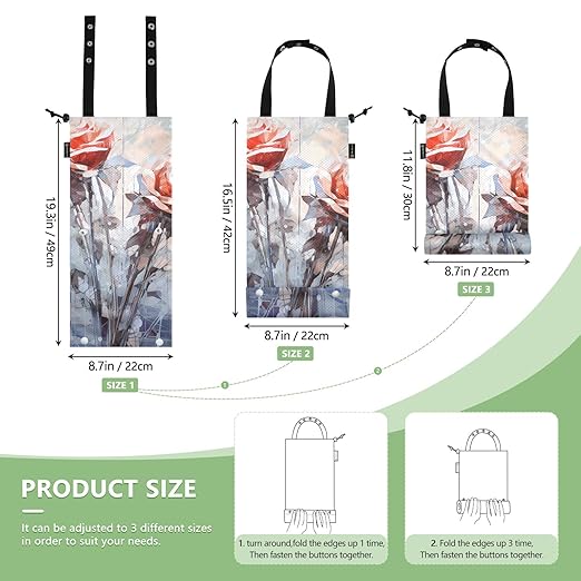 ALAZA Hanging Car Trash Bags Garbage Bag Trash Can for Back Seat Small Rose Grunge 1 Washable Storage Bag Retractable 2 Pack