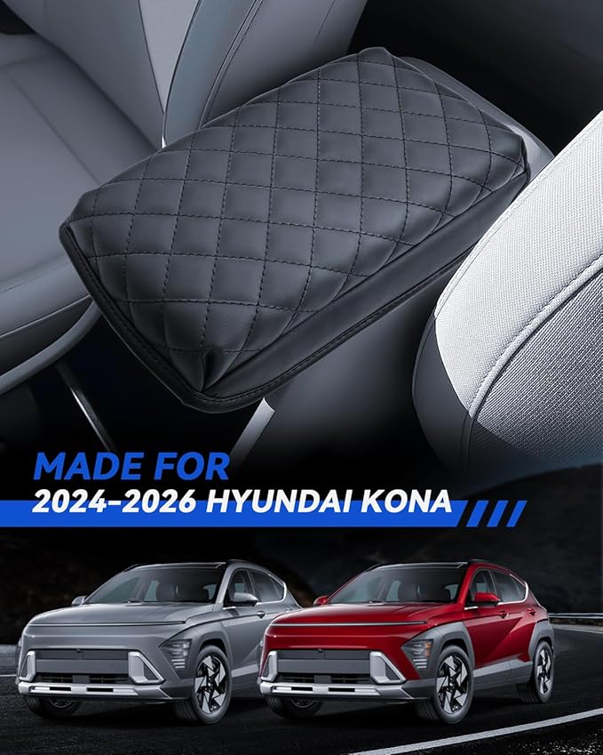 Armrest Cover for 2024 2025 2026 Kona SE/SEL/N Line/Limited Accessories Center Console Middle Lid Pad Protector for Car Elbow Rest