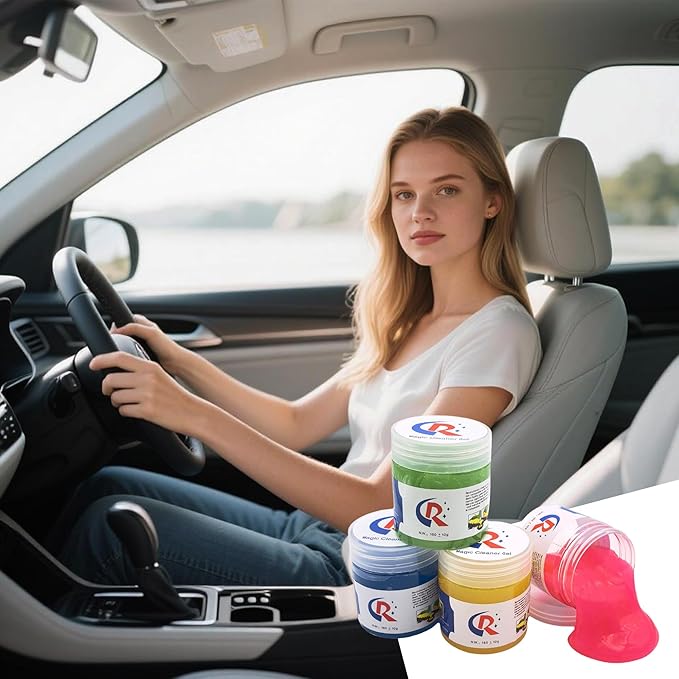 CR CHRWLIN Car Cleaning Gel Putty Car Interior Cleaner Slime Auto Detailing Tools Universal Dust Removal Cleaning Kit for Car Accessories Vents 3C Office Scented 1Pack Rose