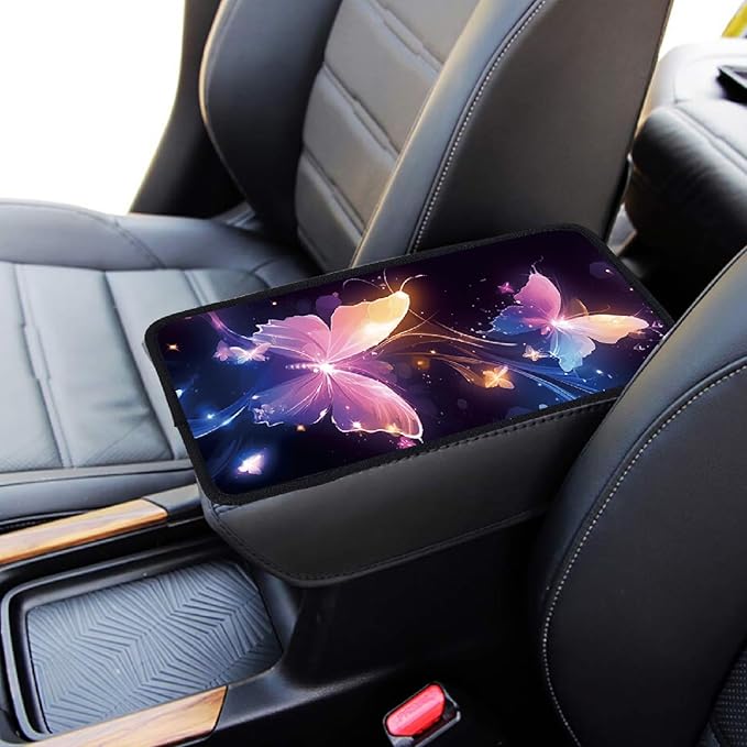 CREATCABIN Butterfly Car Center Console Cover Pad Car Armrest Seat Box Cover Vehicle Center Console Armrest Pad Comfortable Car Accessories Interior Protector for SUV Sedan Truck 12.6×7.5in