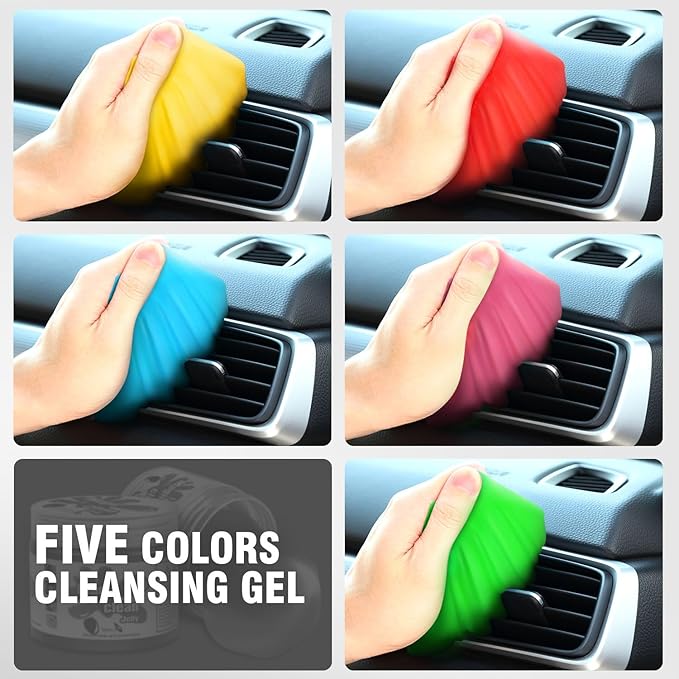 DNA Motoring 5 Pack Car Cleaning Gels Auto Detailing Tools Cleaning Putty Car Interior Cleaner, Car Jelly Cleaner, Keyboard Cleaner, Car Cleaning Supplies Car Gifts for Men Women, TOOLS-00150-N