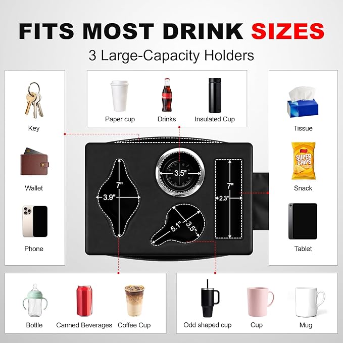 SPEEDNRG Car Back Seat Cup Holder, PU Leather Car Drink Holder, Couch Sofa Bed Expander Tray Cup Storage, Waterproof & Non-Slip Back Seat Organizer