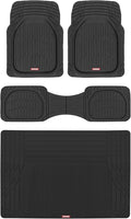 Motor Trend FlexTough™ Contour Heavy Duty Rubber Car Floor Mats with Cargo Liner - All Weather Full Set Front & Rear Floor Mats fits Most Cars Truck SUV, Automotive Floor Mat