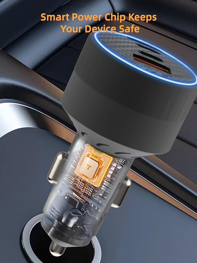 [4 in 1] USB C Car Charger 90W Max Super Fast Charging Adapter,4-Port PD PPS Car Charger Dual USB-C (30W+15W) & Dual 22.5W USB-A Ports for iPhone17/16/15/14, Samsung Galaxy,iPad,Laptop