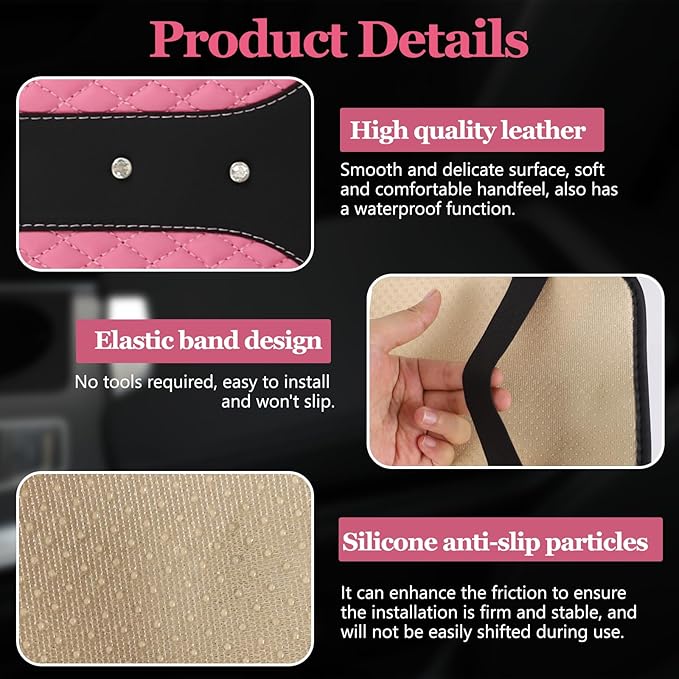 Bling Crown Car Center Console Cover, 12.7"×7.7" Armrest Cover for Cars, Waterproof Leather Arm Rest Box Pad Cushion, Universal Middle Console Cover Protector, Car Accessories (Pink)