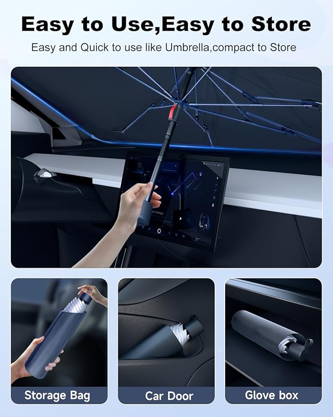 [2025 Upgrade] Doogoocoo Windshield Sun Shade [Ice-Crystal Cooling & 100% UV Block]-UPF50+ Heat Shield | Keep Car Cooler & Protect Interior, Foldable Car Sunshade with Reflective Coating (61"x35")