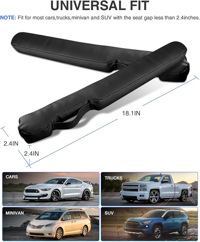 Homaupt Leather Car Seat Gap Filler Universal for Car Truck SUV to Block The Gap Between Seat and Console Stop Things from Dropping 2 Sets Black
