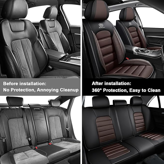 AREKA 5 Seat Covers for Subaru Crosstrek 2016-2026 Breathable Car Seat Covers,Anti-Slip Waterproof Car Seat Protectors with Airbag,Automotive Vehicle Cushion with Storage Pockets (Standard,Brown)