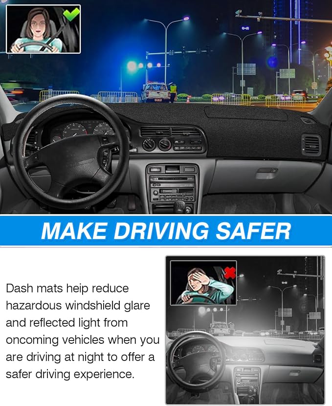 Cartist Dash Cover Compatible with Honda Civic 1996 1997 1998 1999 2000 Dashboard Cover Mat Non-Slip Carpet Sunshield Glare UV Rays Protector
