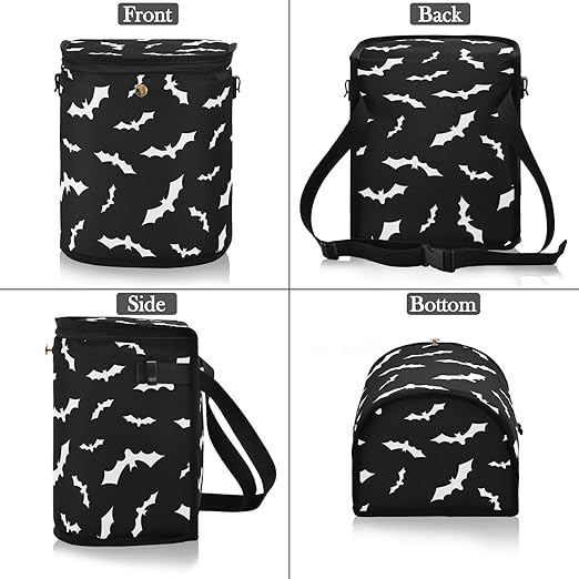 Bat Car Trash Can Halloween Black Car Garbage Bag with Lid Hanging Waterproof Leak Proof Vehicle Storage Bin