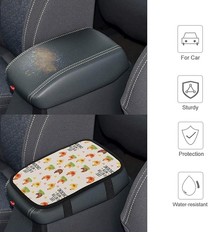 PPIKTC Anti-Scratch Waterproof Car Armrest Seat Pad Life is Better with Chicken Rooster, Protector for Car, SUVs, Trucks, Universal Fit