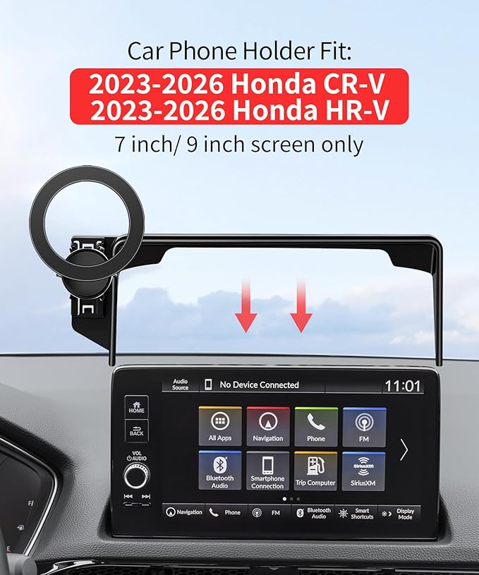 MaserWeller Car Phone Holder for Honda HR-V HRV 2023-2026 Accessories/CR-V CRV 2023 2024 2025 2026 Accessories 7/9-inch Screen Fixed Clip,Phone Mount Compatible with MagSafe, 360° Cell Phone Holder