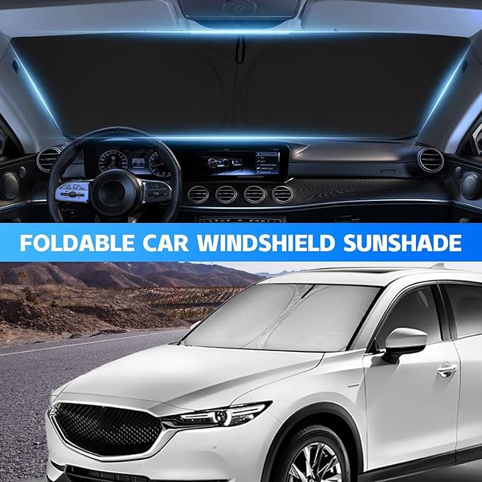 Car Windshield Sunshade for Mazda CX-5 (2018-2021) Foldable Front Window Sun Shade with Storage Bag,Heat Insulation Interior Sun Visor SUV Protection Block UV Rays,Cool Automotive Accessories