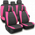 FH Group Ultra Comfort Highest Grade Faux Leather Full Set Cushion Pads Car Seat Covers for Front and Rear– Universal Fit for Cars Trucks & SUVs Pink/Black