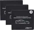 Andalus Auto Registration & Insurance Card Holder Pack of 3, Waterproof Essential Car Registration Holder with Hook & Loop Closure, Perfect for Every Vehicles Glove Boxes (Black - 5.1" X 4.6")