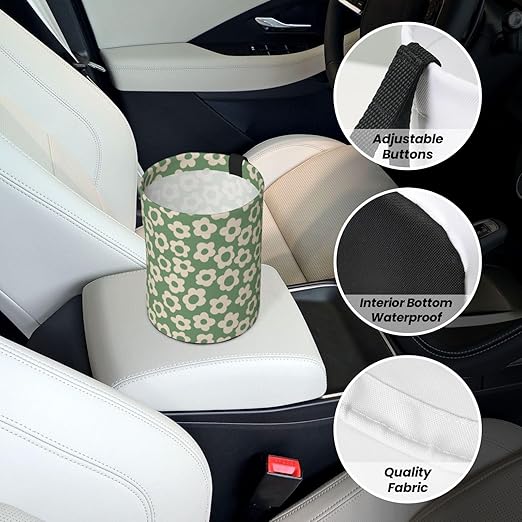 BEIANSHUO Vintage Groovy Flowers Car Trash Can Collapsible Garbage Can,Hanging Trash Bag Water Proof with Suitable for Storage for Car Interiors,Home