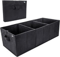MIU COLOR Trunk Organizer for SUV, Sturdy Car Organizer, Non-Slip Bottom, Folded Storage Organizer for Sedan, Van, Jeep, Grocery, Car Organization for Men, Women, Large 3 Compartments, Classic Blk