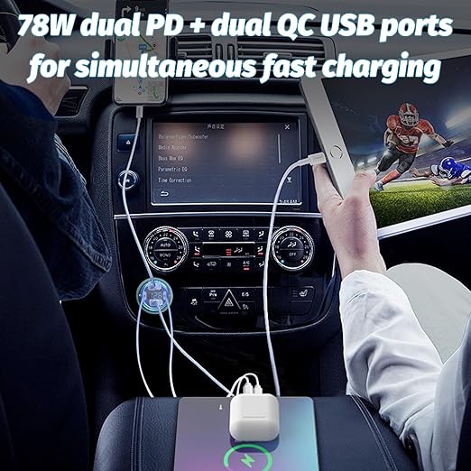 12 Volt USB Charger, 12v USB 4-Port Aluminum Alloy USB C Outlet with LED Voltmeter,Dual PD3.0 & QC3.0 for 12/24V Car Golf Cart Boat Marine Bus Truck RV Marine Motorcycle etc (Pack of one)