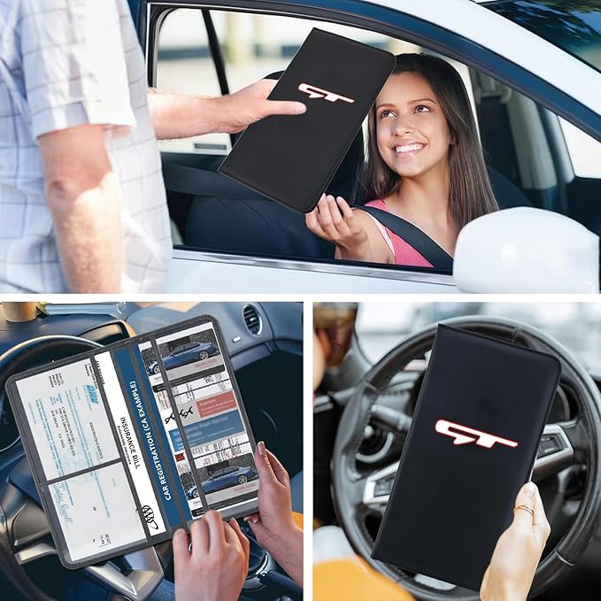 DEWILLO Leather Car Registration and Insurance Cards Holder, Vehicle Glove Box Car Organizer Documents License Compatible with Kia K3 Forte Cerato GT GT-LINE Auto Interior Accessories (For GT)