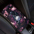 Raven Clock Print Armrest Cover Pad for Car Cherry Blossom Print Car Armrest Box Protector Pad Universal Fits for Sedan Truck SUV, Easy to Install Auto Decor for Women Men