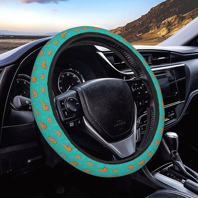 FeHuew Cute Otters in Water Steering Wheel Cover for Women, Girls 15 inch Universal Auto Car Anti Slip Wrap Steering Wheel Covers Fit for Vehicles, Truck, SUV