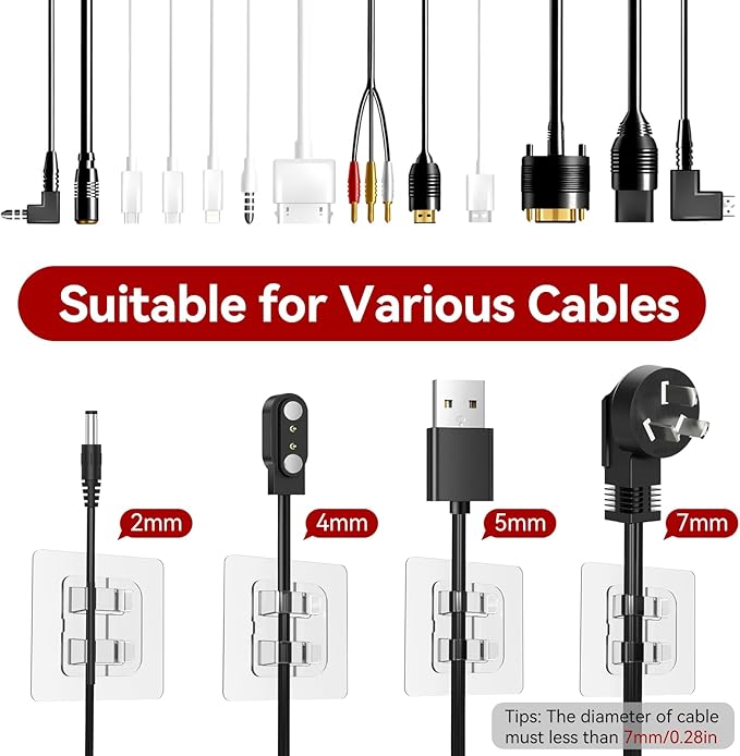 Hooks for Outdoor String Lights, 25 Pack Heavy Duty Cable Clips, Damage Free Cord Clips, Waterproof and UV-Resistant, Clear Self-Adhesive Hooks for Hanging Christmas Lights Outdoor and Patio Decor