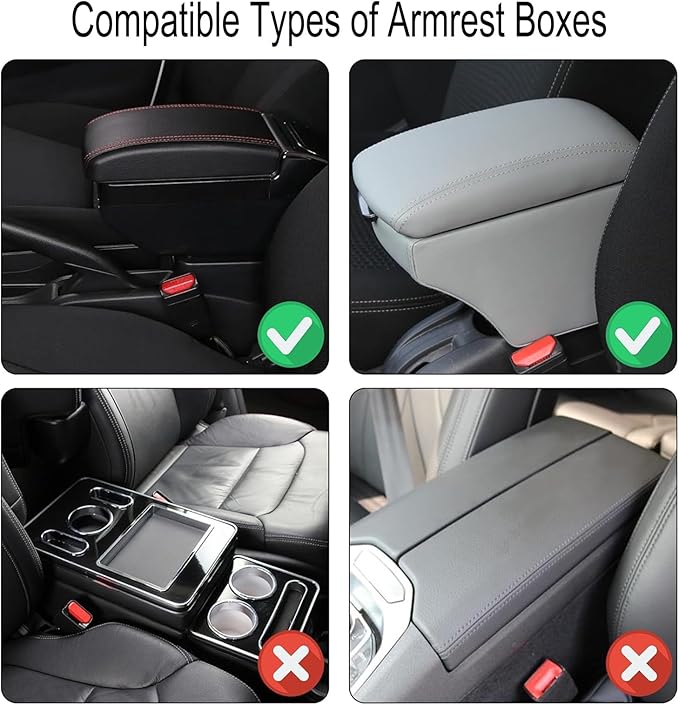 Center Console Cover Universal Armrest Cover with 2 Storage Bags Leather Car Middle Console Cover Arm Rest Cover for Car Interior Accessories Protector for Most Vehicle