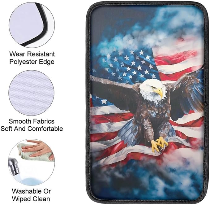 Eagle Flag Arm Rest Car Car Center Console Cover Auto Console Armrest Cover Easy to Install Universal Cars Interior Accessories Cars Arm Rest Cover 12.3 x 7.5 Inch