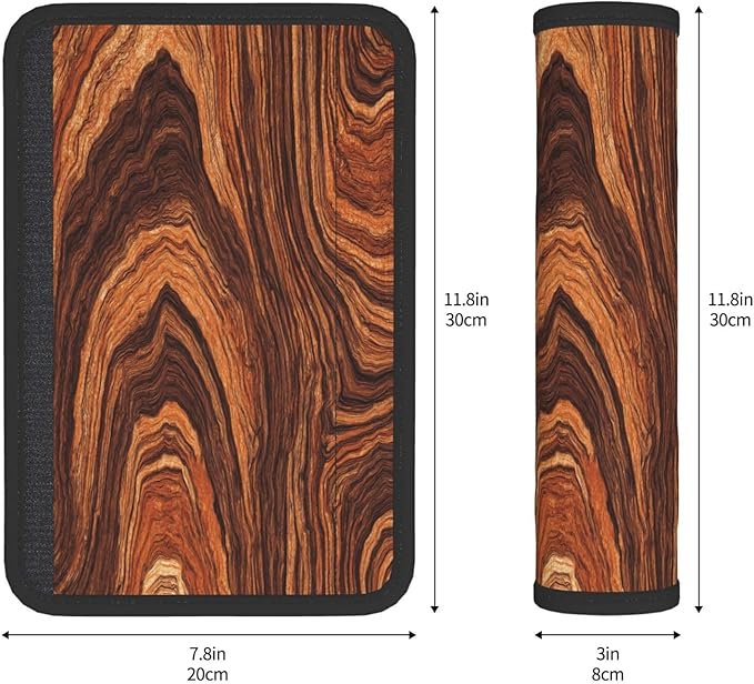 Wood Steering Wheel Cover Elastic Non-Slip Car Steering Wheel Covers with Seat Belt Shoulder Pad for Women Men