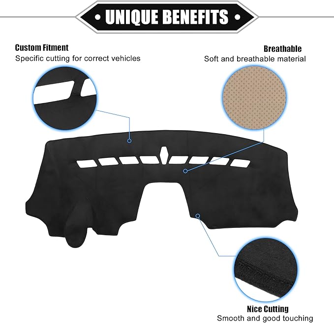 Car Dashboard Cover Mat Compatible for Chevrolet Aveo 2012-2016, Protective Flannels Black Center Console Interior Trim Dash Board Mat