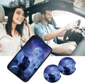 Car Armrest Cover Pads Universal Fashion Cute Auto Center Console Armrest Cover Pad with 2PCS Car Coasters Soft Waterproof Car Armrest Seat Protector for Women, Night Black Cat