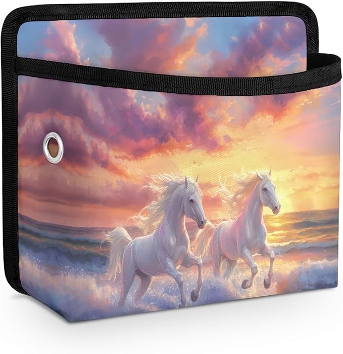 White Horse Auto Front Rear Seat Storage Bag for Cell Phone Sunglasses Coin Car Side Pocket Organizer Holder Tray Pouch for Vehicle Seat Console Door Multifunction Car Accessories