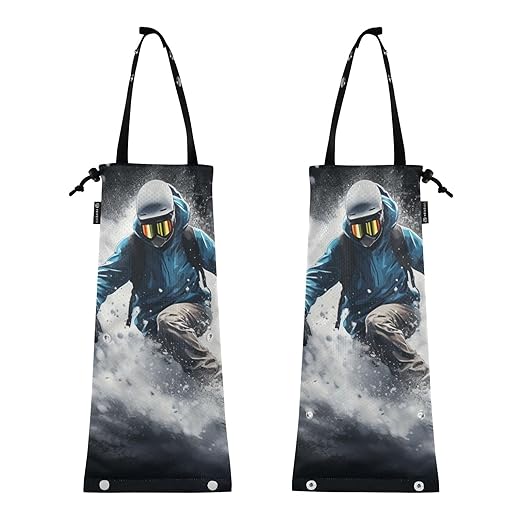 ALAZA Hanging Car Trash Bags Garbage Bag Trash Can for Back Seat Small Snowboarding 1 Washable Storage Bag Retractable 2 Pack
