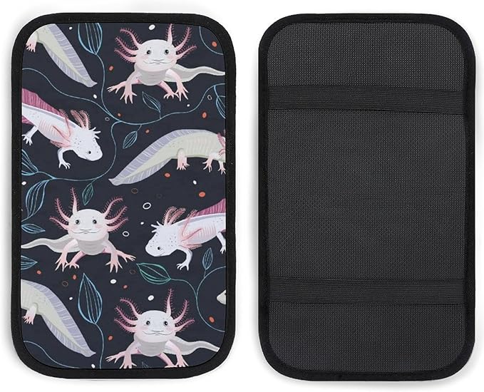 All in Print Axolotl Car Center Console Cushion Pad,Waterproof Armrest Seat Box Cover Protector,Comfortable Car Decor Accessories Fit for Most Cars, Vehicles, SUVs
