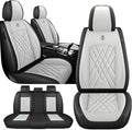 JGDL Car Seat Covers for Subaru Crosstrek 2016-2026, 5 Piece Set Nappa Leather Non-Slip Seat Protectors, Breathable Seat Cover Set. (Standard 5 Seats, Black White)