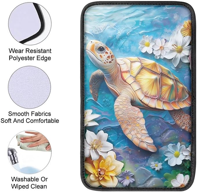 Cute Sea Turtle Car Console Covers Soft Arm Rest Cover Car Easy to Install Protect from Pet Claws Universal Cars Interior Accessories Cars Arm Rest Cover