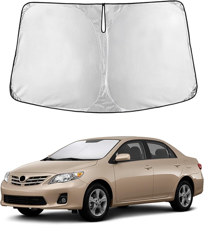 EcoNour Windshield Sun Shade Compatible for Toyota Corolla 2009–2013 | Sedan Front Window Sun Visor Protector | Foldable Sunshade | UV & Heat Blocking | Keeps Cabin Cooler